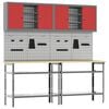 vidaXL Set banco da lavoro 8 pz Rosso e Grigio