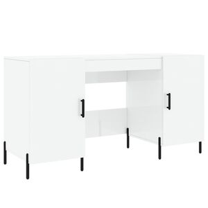 vidaXL Scrivania Bianco Lucido 140x50x75 cm in Legno Multistrato