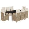 vidaXL Set da Pranzo da Giardino 9 pz con Cuscini Beige in Polyrattan