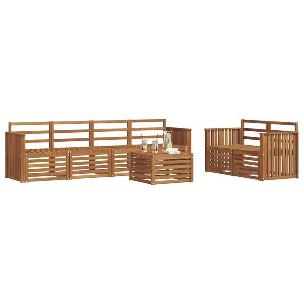 vidaXL Set divani 7 pcs Naturale Legno di Acacia Massello