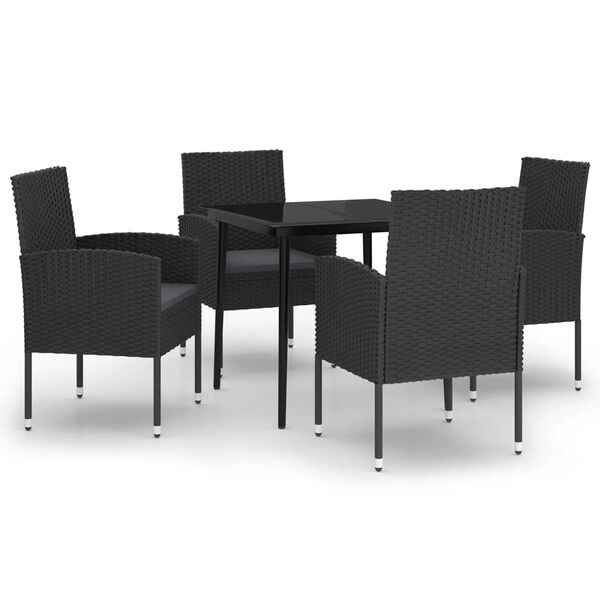 vidaXL Set da Pranzo da Giardino 5 pz Nero