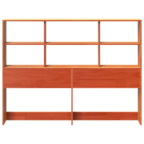 vidaXL Testiera con Ripiani Marrone Cera 135 cm in Legno di Pino