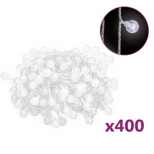 vidaXL Filo di Luci Sferiche 40 m 400 LED Bianco Freddo 8 Funzioni