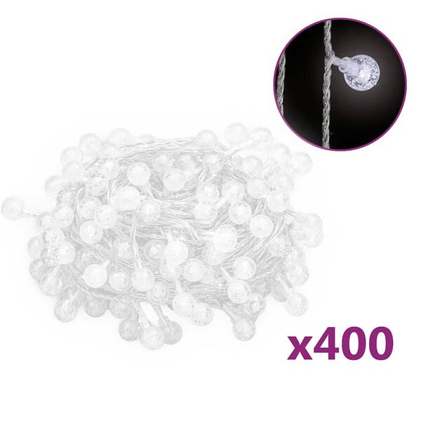 vidaXL Filo di Luci Sferiche 40 m 400 LED Bianco Freddo 8 Funzioni