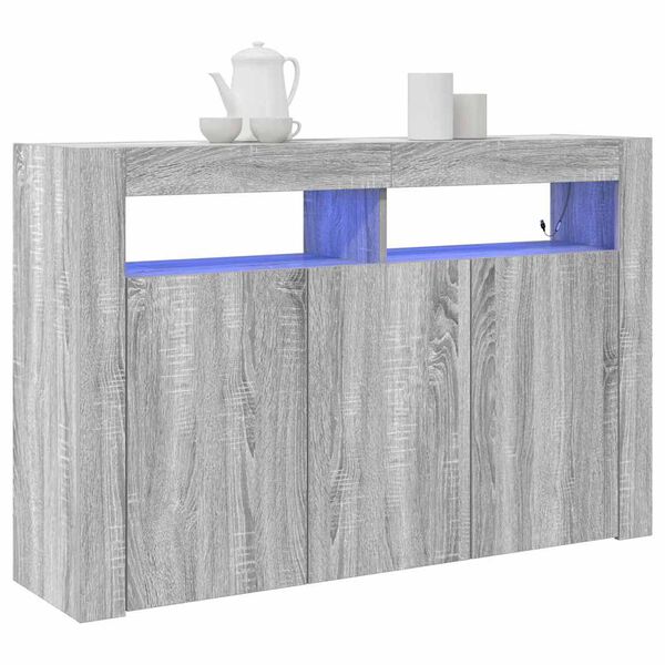 vidaXL Credenza Grigio Sonoma 116 x 30 x 75 cm Legno multistrato