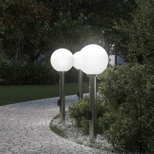 vidaXL Lampioni a dissuasore con sensore e presa 3 pz 80 cm Acciaio Inox IP44