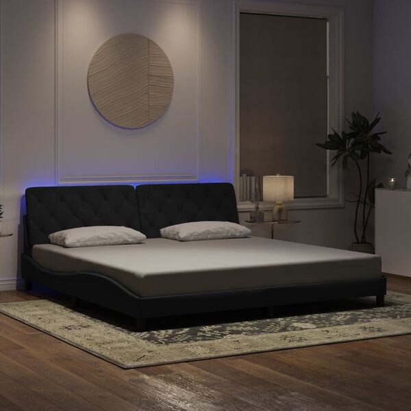 vidaXL Giroletto con LED senza Materasso Nero 200x200 cm in Velluto