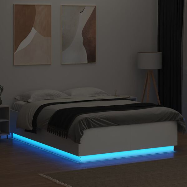 vidaXL Giroletto con Luci LED Bianco 150x200 cm in Legno Multistrato