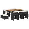 vidaXL Set da Pranzo da Giardino 11 pz con Cuscini in Polyrattan Nero