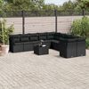 vidaXL Set Divani da Giardino 11 pz con Cuscini in Polyrattan Nero