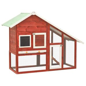 vidaXL Conigliera Rosso e Bianco 140x63x120cm Legno Massello di Abete