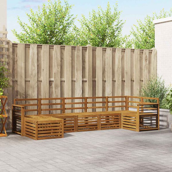 vidaXL Set divani 7 pcs Naturale Legno di Acacia Massello