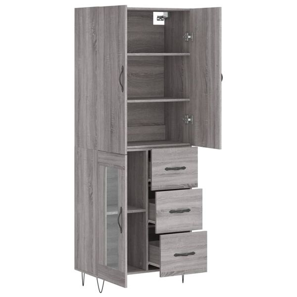 vidaXL Credenza Grigio Sonoma 69,5x34x180 cm in Legno Multistrato