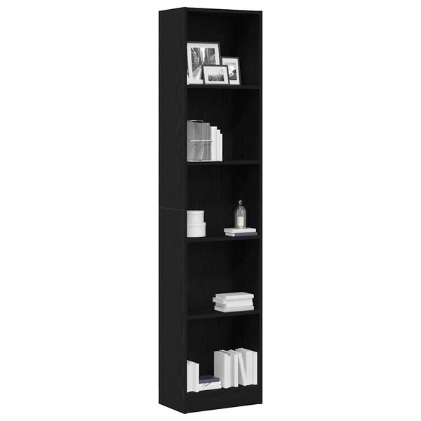 vidaXL Libreria Rovere Nero 40x24x176 cm in Legno Multistrato