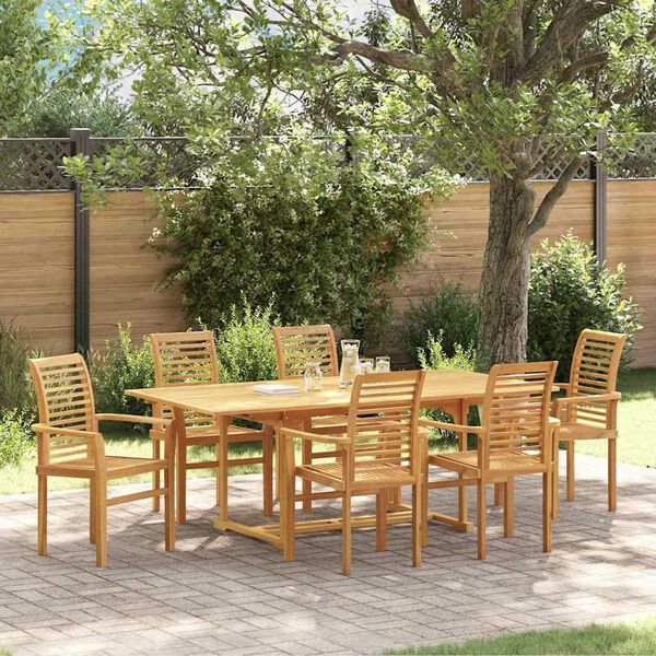 vidaXL Set da Pranzo per Giardino 7 pcs Marrone 200 x 100 x 75 cm