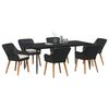 vidaXL Set da Pranzo per Giardino con cuscino 7 pcs Nero polyrattan