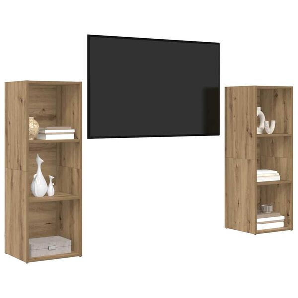 vidaXL Set mobile TV 2 pcs Rovere artigianale 107 x 35 x 37 cm