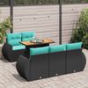 vidaXL Set Divano da Giardino 6 pz con Cuscini Nero in Polyrattan