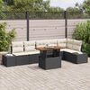 vidaXL Set Divano da Giardino con archiviazione 7 pcs Nero Poly Rattan