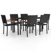 vidaXL Set da Pranzo da Giardino 7 pz Nero in Polyrattan