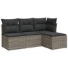 vidaXL Set Divani da Giardino 4 pz con Cuscini in Polyrattan Grigio