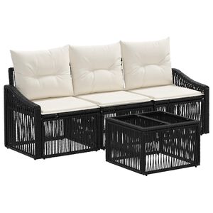 vidaXL Set Divano da Giardino 4 pz Nero polyrattan