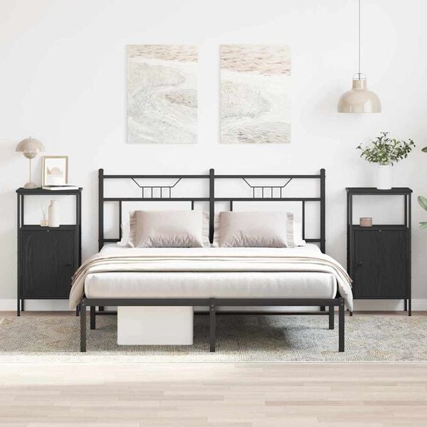 vidaXL Armadio da Notte 2 pcs Rovere Nero 41 x 31 x 80 cm