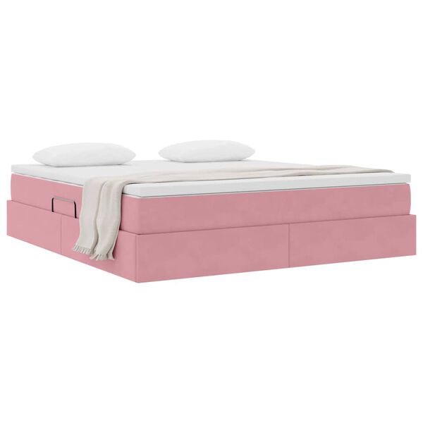 vidaXL Letto con contenitore e materasso Rosa 180 x 200 cm Velluto