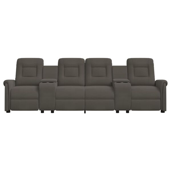 vidaXL Divano Massaggio a 4 Posti con Portabicchieri Grigio Scuro