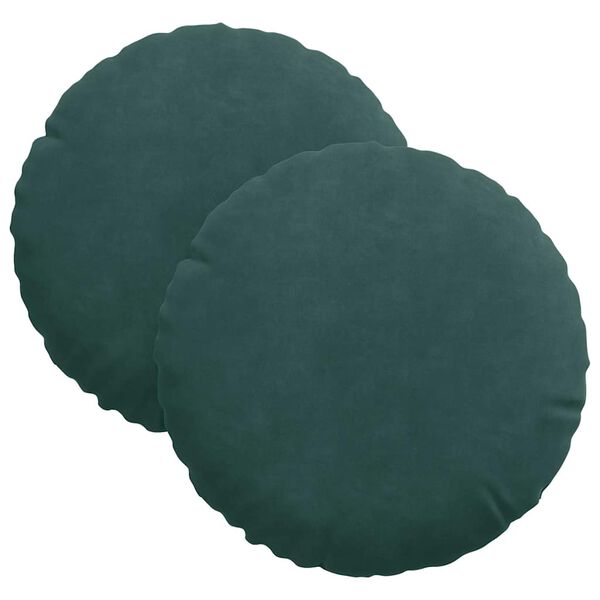 vidaXL Cuscini per Seduta 2 pcs Verde Scuro Ø 40 x 13 cm Velluto