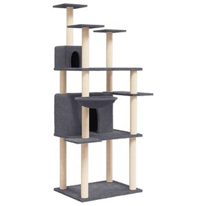 vidaXL Albero per Gatti con Tiragraffi in Sisal Grigio Scuro 166 cm