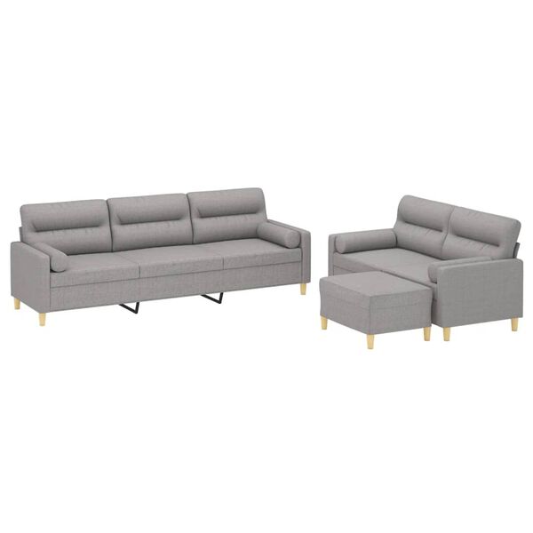 vidaXL Set di Divani 3 pz con Cuscini Decorativi Grigio chiaro Tessuto