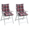 vidaXL Cuscini Sedia Schienale Basso 2 pz Quadri Rosso Tessuto Oxford