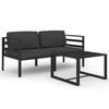 vidaXL Set Divani da Giardino 3 pz con Cuscini in Alluminio Antracite