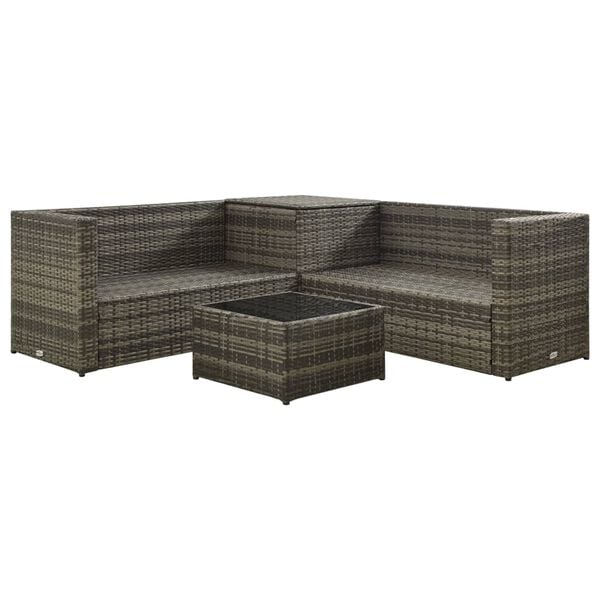 vidaXL Set Divani da Giardino 4 pz con Cuscini in Polyrattan Grigio
