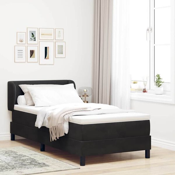vidaXL Letto a molle con materasso Nero 80 x 200 cm Velluto