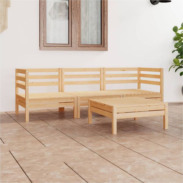 vidaXL Set Divani da Giardino 4 pz in Legno Massello di Pino