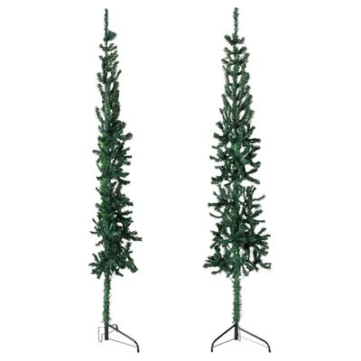 vidaXL Albero Natale Artificiale Sottile a Metà Supporto Verde 150 cm