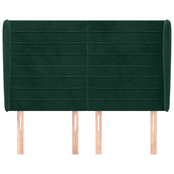 vidaXL Testiera ad Orecchio Verde Scuro 147x23x118/128cm in Velluto