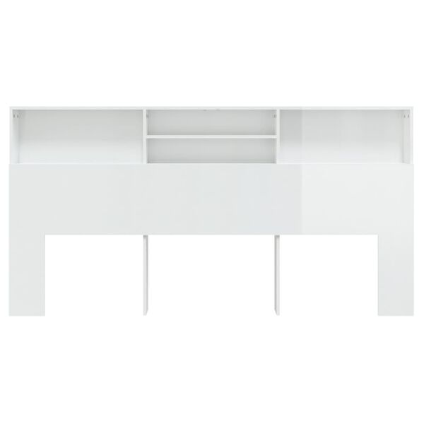 vidaXL Testiera con Contenitore Bianco Lucido 200x19x103,5 cm