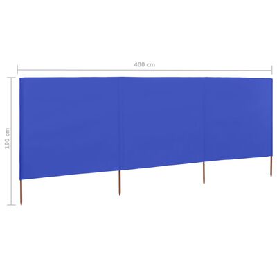 vidaXL Paravento a 3 Pannelli in Tessuto 400x160 cm Azzurro