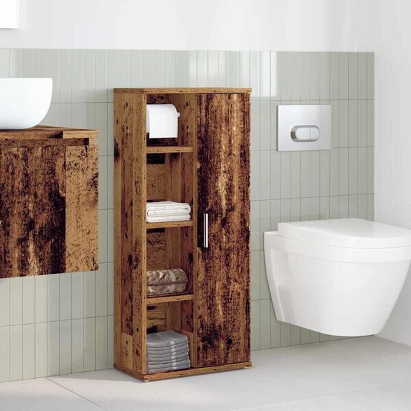 vidaXL Mobile da Bagno con Portarotolo Legno Antico 39x22x90 cm