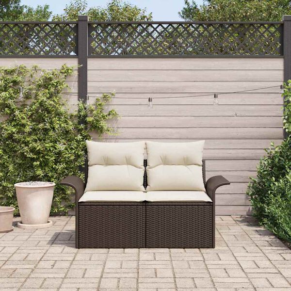 vidaXL Divano da giardino Marrone 141 x 62 x 69cm polyrattan