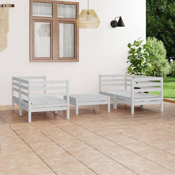 vidaXL Set Divani da Giardino 5 pz Bianco in Legno Massello di Pino