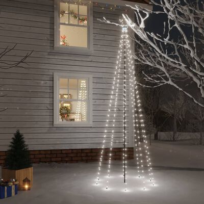vidaXL Albero di Natale con Puntale Bianco Freddo 310 LED 300 cm