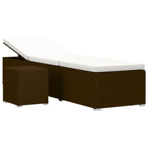 vidaXL Lettino Prendisole con Cuscino e Tavolino in Polyrattan Marrone