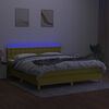 vidaXL Letto a Molle con Materasso e LED Verde 160x200 cm in Tessuto
