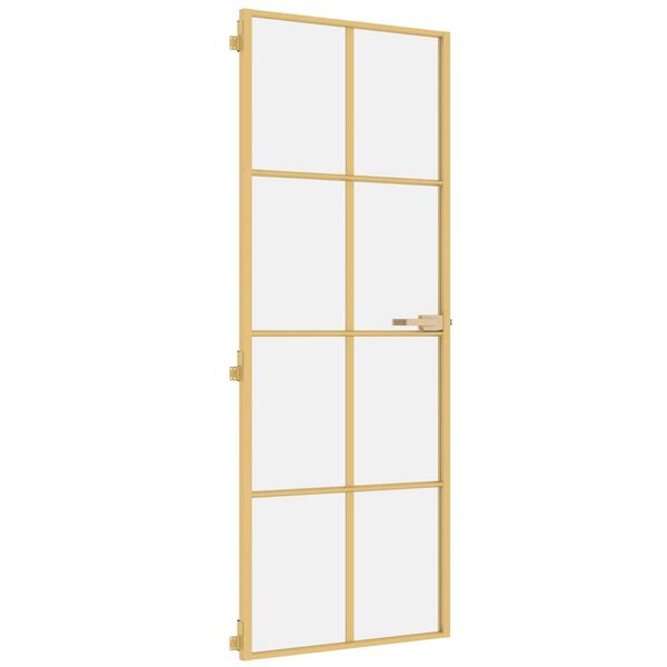 vidaXL Porta Interni Sottile Oro 76x201,5cm Vetro Temperato Alluminio