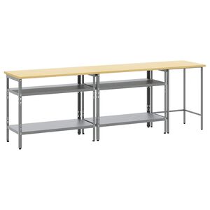 vidaXL Set banco da lavoro con lo scaffale 3 pcs Beige e grigio