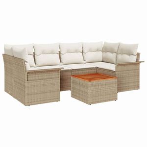 vidaXL Set Divano da Giardino 7 pcs Beige e Crema polyrattan